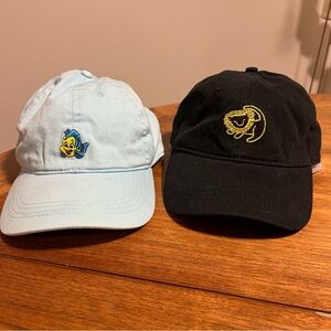 Bundle of 2 Disney The Little Mermaid Flounder dad hat Black Lion King dad hat